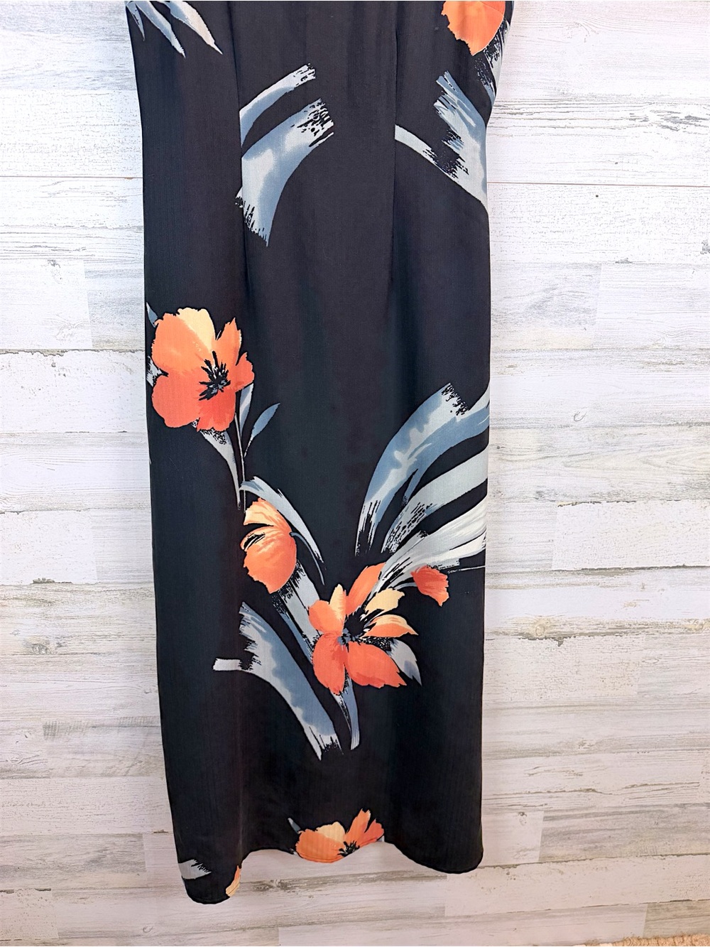 Vintage Tori Richard 100% Silk Floral Maxi Dress Black Hawaiian Medium - Picture 8 of 11